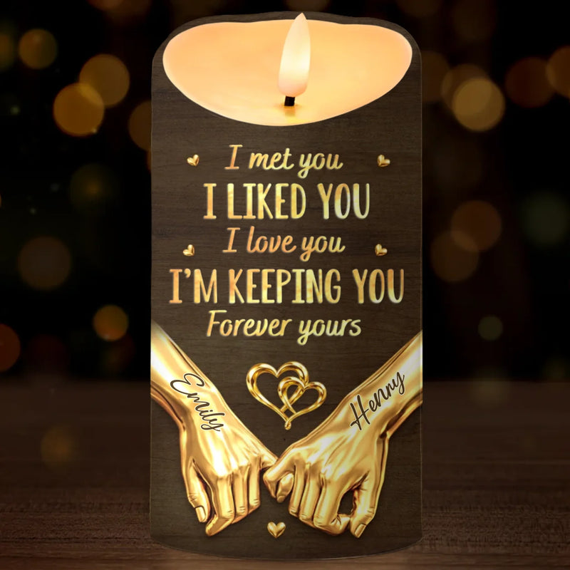 Custom LED Candle - Personalized Anniversary Wedding Gifts For Husband And Wife, Him And Her - Forever Starts With Us
