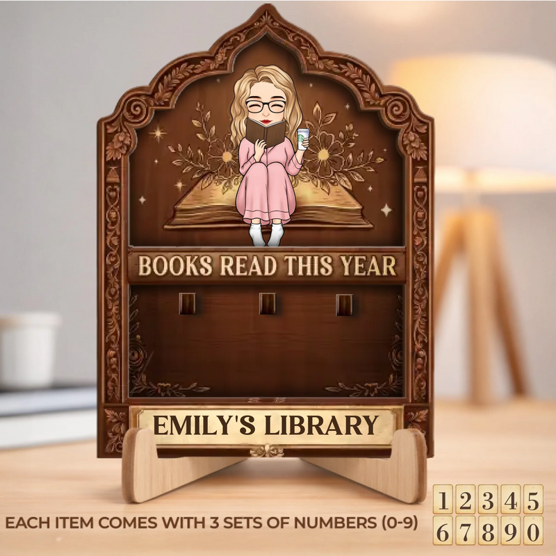 Custom Wooden Tracker Sign - Personalized Bookish Gifts For Book Lovers, Bookworms, Readers - A Year Of Stories
