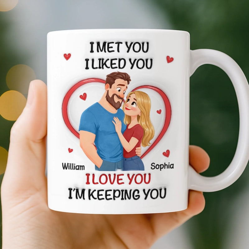 Custom 3D Inflated Effect Printed Mug - Personalized Anniversary Wedding Gifts For Husband And Wife, Him And Her - With You, Life’s Funnier
