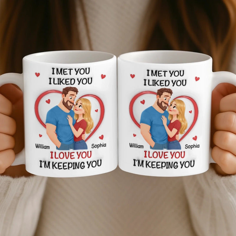 Custom 3D Inflated Effect Printed Mug - Personalized Anniversary Wedding Gifts For Husband And Wife, Him And Her - With You, Life’s Funnier