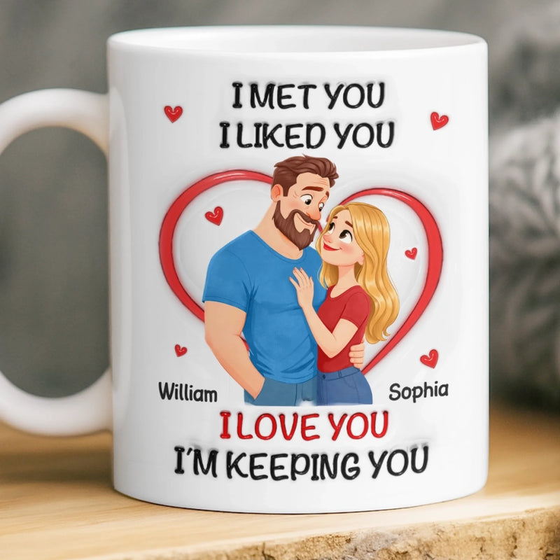 Custom 3D Inflated Effect Printed Mug - Personalized Anniversary Wedding Gifts For Husband And Wife, Him And Her - With You, Life’s Funnier