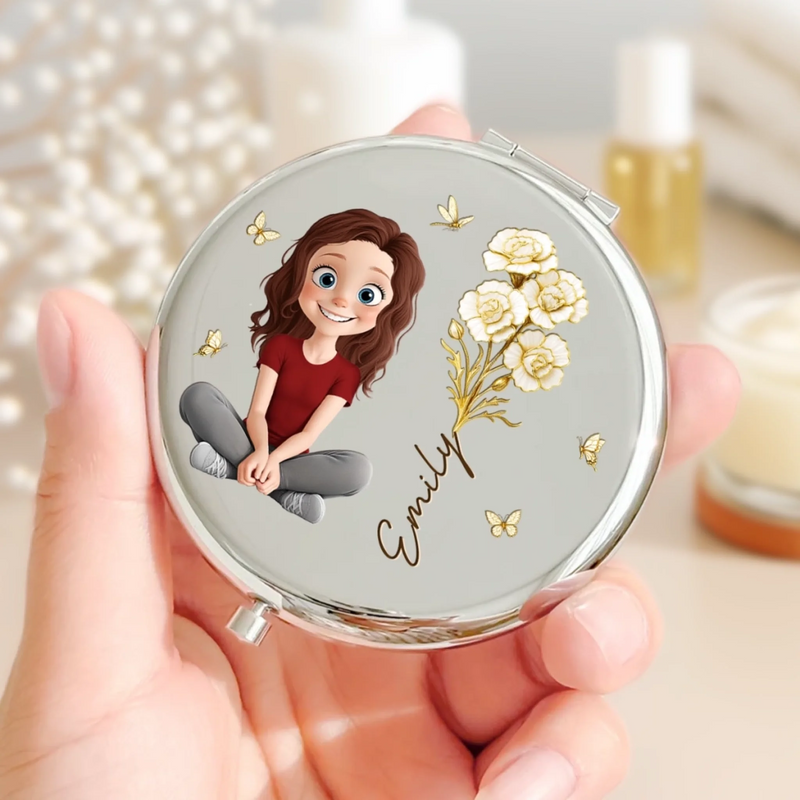 Custom Compact Mirror - Personalized Birthday Gifts For Daughter - Love She Can Carry Close