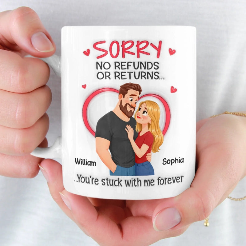 Custom 3D Inflated Effect Printed Mug - Personalized Anniversary Wedding Gifts For Husband And Wife, Him And Her - Our Love Needs No Date