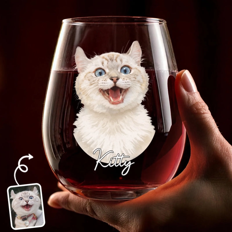 Custom Photo Wine Glass - Personalized Birthday Gifts For Dog Cat Lovers, Dog Dad And Mom, Cat Owners - Cheers To Dog Parents