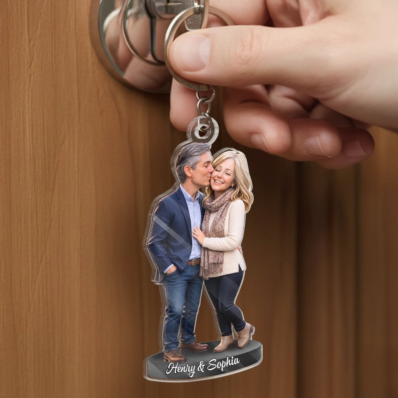 Custom Photo Shaped Acrylic Keychain - Personalized Anniversary Wedding Gifts For Husband And Wife, Him And Her - Still Choosing You Daily