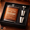 Custom Hip Flask Set - Personalized Anniversary Wedding Gifts For Husband And Wife, Him And Her - Built On Care And Time