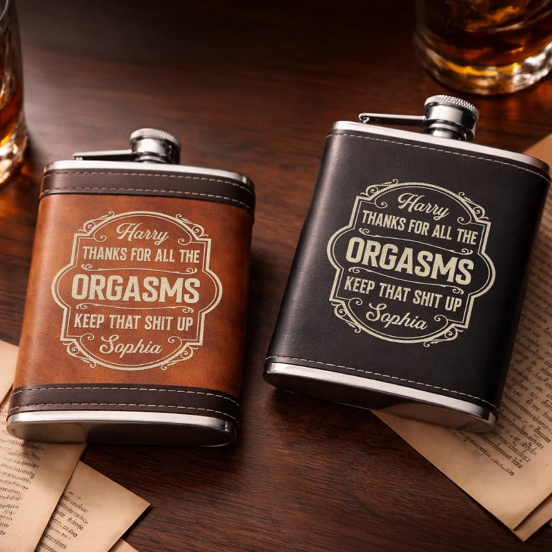 Custom Hip Flask Set - Personalized Anniversary Wedding Gifts For Husband And Wife, Him And Her - Love That Knows Home