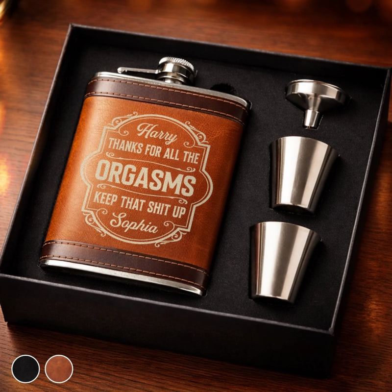 Custom Hip Flask Set - Personalized Anniversary Wedding Gifts For Husband And Wife, Him And Her - Love That Knows Home