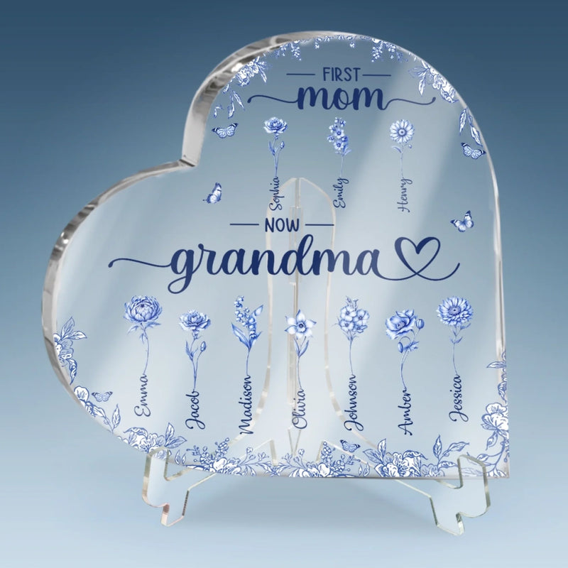 Custom Heart Shaped Acrylic Plaque - Personalized Mother's Day Gifts For Mom, Grandma -Two Generations One Love