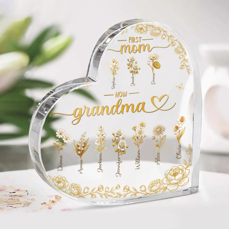 Custom Heart Shaped Acrylic Plaque - Personalized Mother's Day Gifts For Mom, Grandma - Rooted In Love
