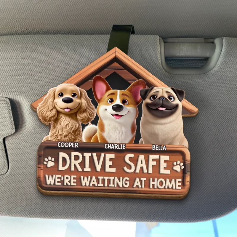 Custom Car Visor Clip - Personalized Birthday Gifts For Dog Lovers, Dog Dad And Mom - Drive Safe Always