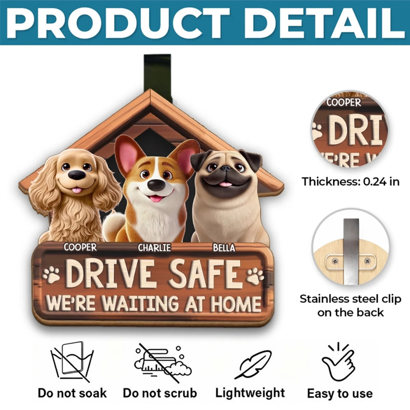Custom Car Visor Clip - Personalized Birthday Gifts For Dog Lovers, Dog Dad And Mom - Drive Safe Always