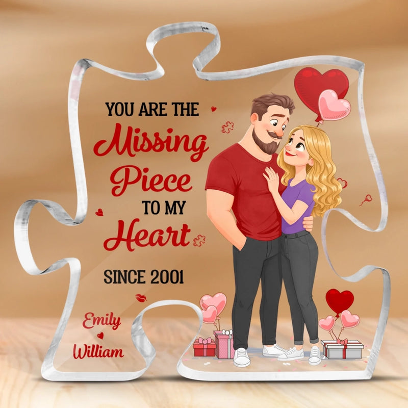Custom Puzzle Shaped Acrylic Plaque - Personalized Anniversary Wedding Gifts For Husband And Wife, Him And Her - Love Grows Where We Are