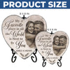 Custom Photo Heart Shaped Stone With Stand - Personalized Anniversary Wedding Gifts For Husband And Wife, Him And Her - One Kiss, A Lifetime