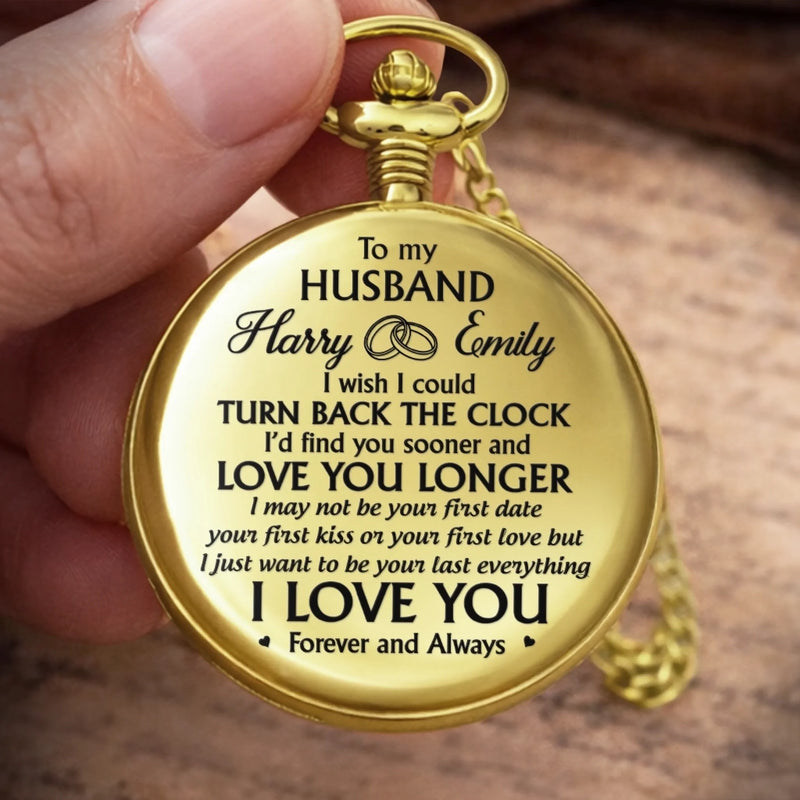 Custom Pocket Watch - Personalized Anniversary Wedding Gifts For Husband And Wife, Him And Her - Our Hearts Stay Connected