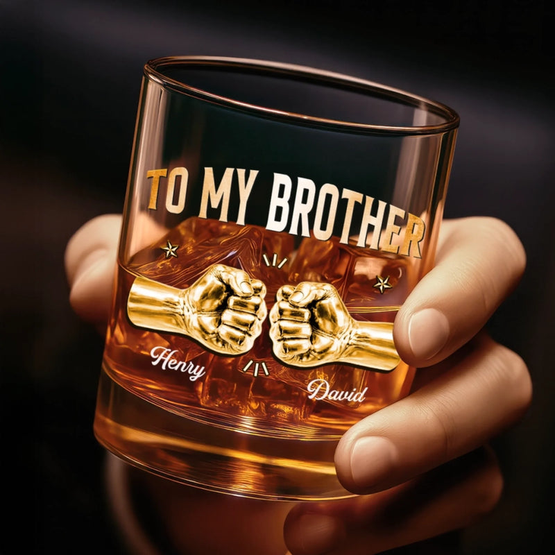 Custom Whiskey Glass - Personalized Birthday Gifts For Brother - Brothers Built By Shared Memories