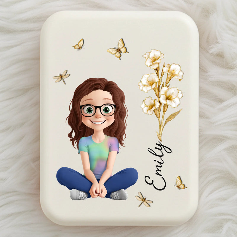 Custom LED Compact Makeup Mirror - Personalized Birthday Gifts For Daughter - Daughter Love Pure And Strong