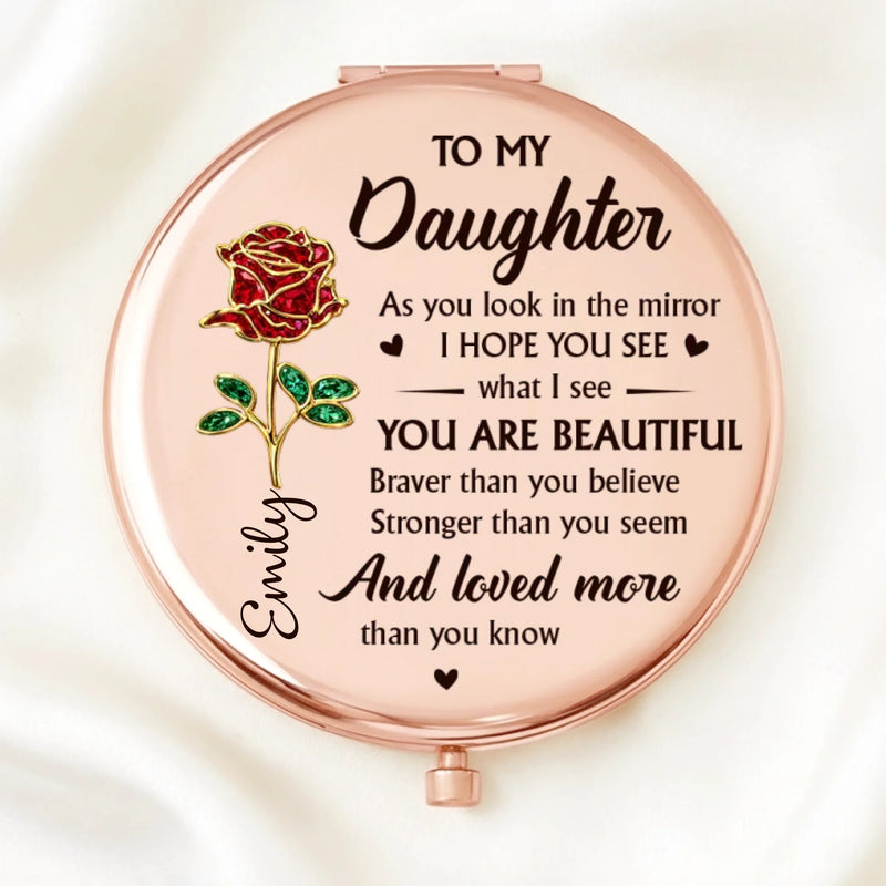 Custom Compact Mirror - Personalized Birthday Gifts For Daughter, Granddaughter - Daughter Is My Greatest Gift