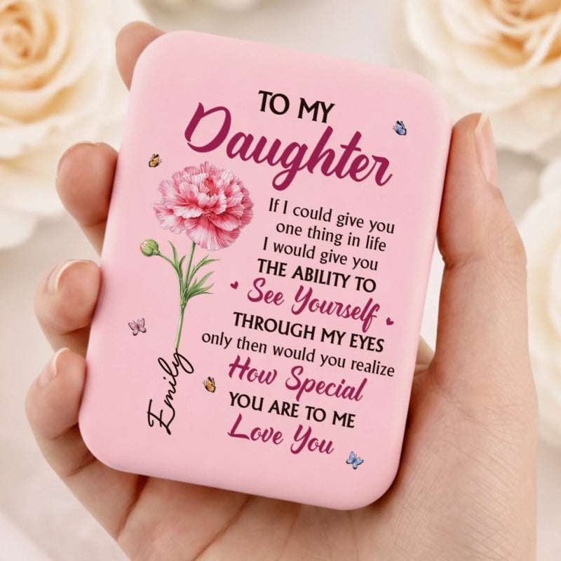 Custom LED Compact Makeup Mirror - Personalized Birthday Gifts For Daughter, Granddaughter - Watching My Daughter Grow