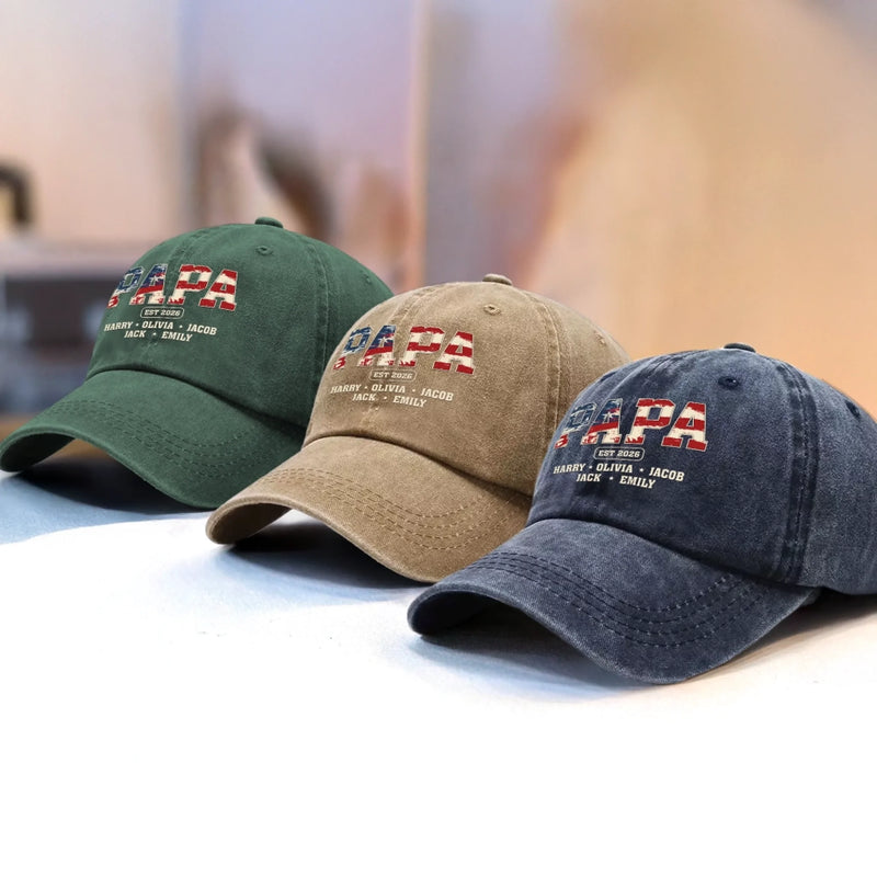 Custom Vintage Washed Denim Baseball Cap - Personalized 4th Of July Gifts For Dad, Grandpa, Husband - Still Going Strong