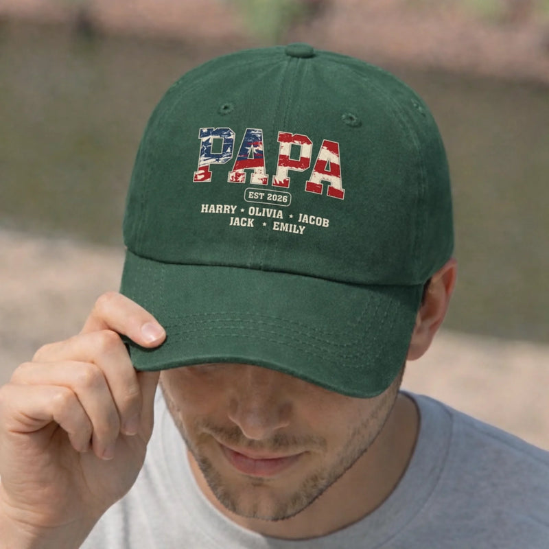 Custom Vintage Washed Denim Baseball Cap - Personalized 4th Of July Gifts For Dad, Grandpa, Husband - Still Going Strong