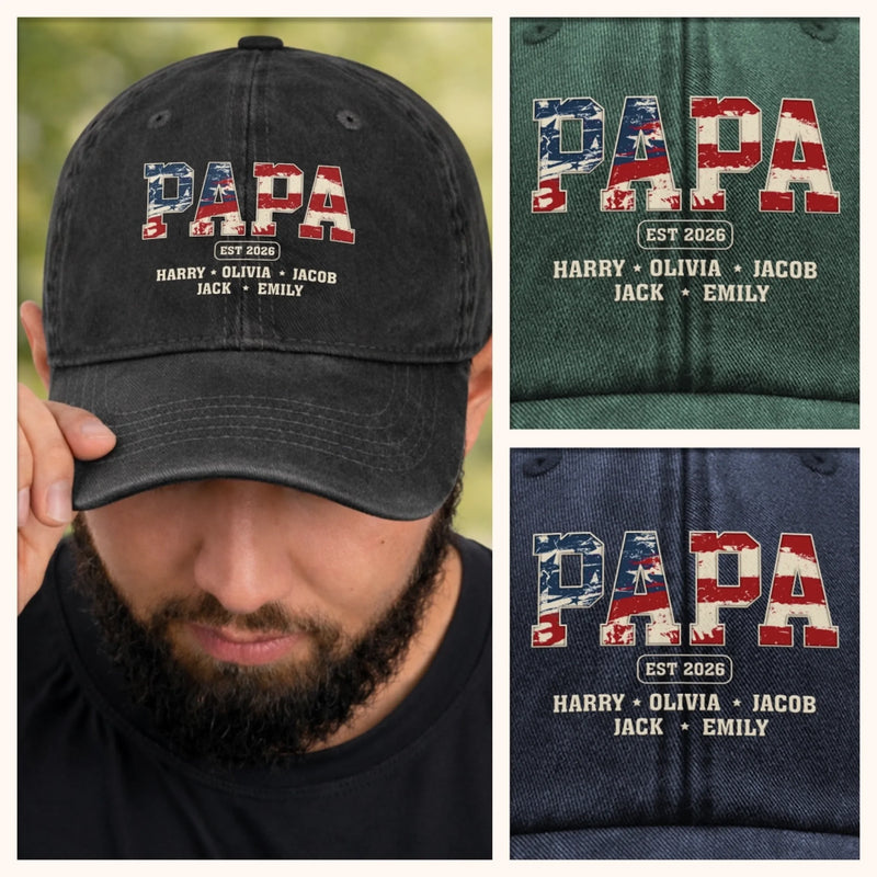 Custom Vintage Washed Denim Baseball Cap - Personalized 4th Of July Gifts For Dad, Grandpa, Husband - Still Going Strong