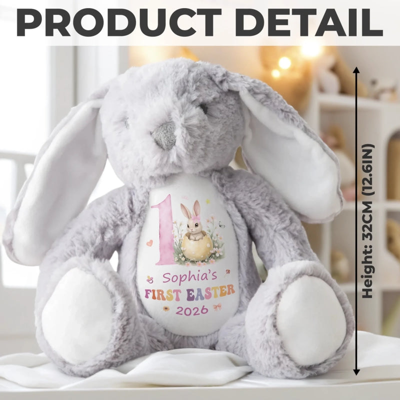 Bunny Kisses & Easter Wishes - Family Personalized Custom Easter Bunny Plush - Easter Gift For Baby Kids, Newborn Baby