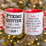 Custom Name Funny Retirement Gifts for Coworkers - Personalized Accent Mugs