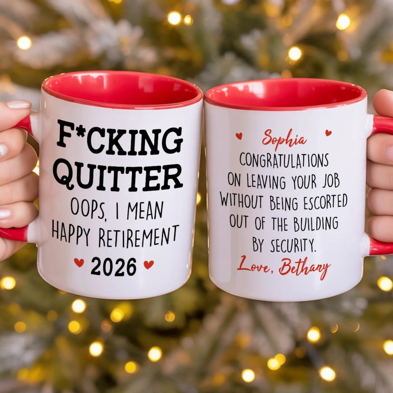 Custom Name Funny Retirement Gifts for Coworkers - Personalized Accent Mugs