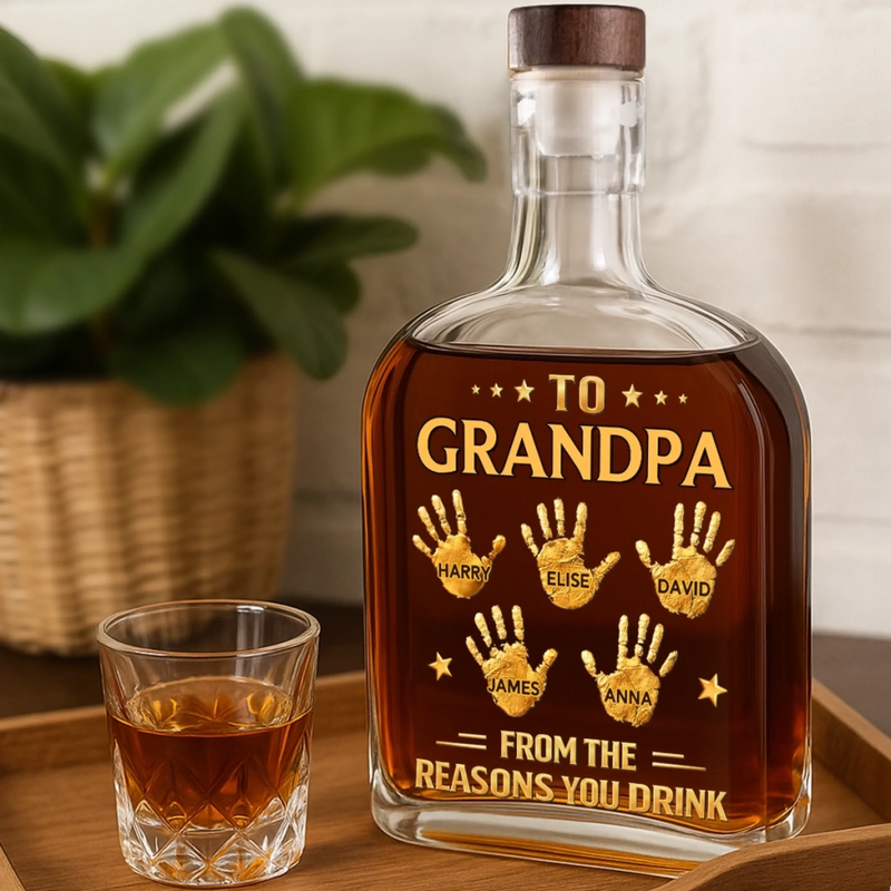 Custom Liquor Decanter - Personalized Birthday Gifts For Dad, Grandpa - Dad And Grandpa Forever
