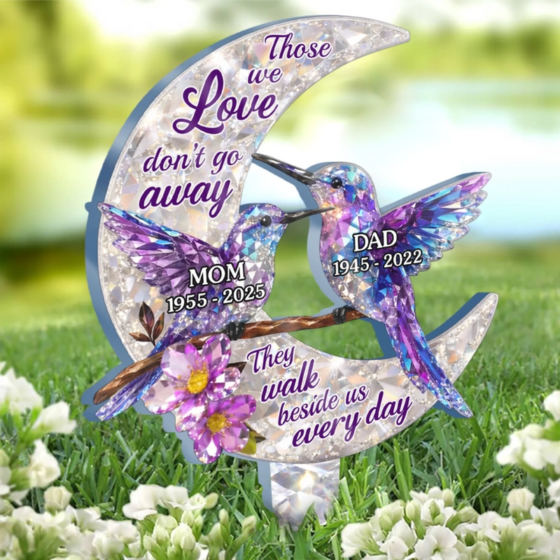 Custom Stain Glass Style Acrylic Garden Stake - Personalized Memorial Sympathy Gifts For Loss Of Mom, Dad - Loved And Missed Always