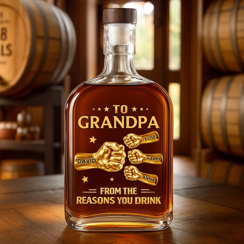 Custom Liquor Decanter - Personalized Birthday Gifts For Dad, Grandpa - Grandpa Love Runs Deep