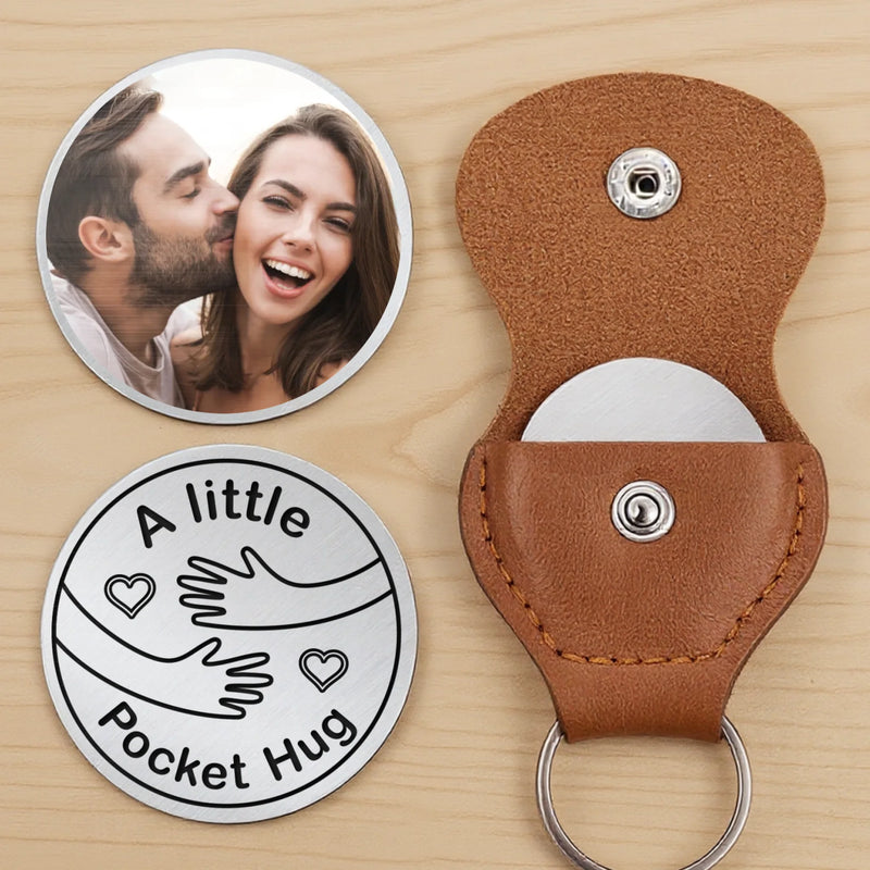Custom Photo Keep A Hug With You, Always - Couple Personalized Custom Pocket Hug - Gift For Husband Wife, Anniversary