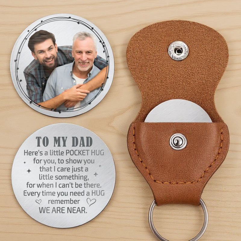 Custom Photo A Piece Of My Heart, Always By Your Side - Family Personalized Custom Pocket Hug - Father's Day, Gift For Dad, Grandpa, Son, Daughter, Grandson, Granddaughter