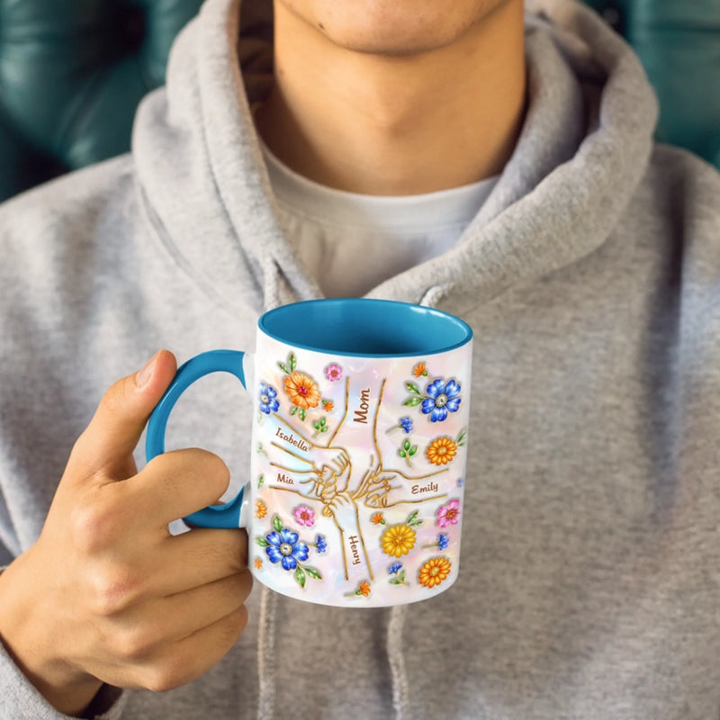 Custom 3D Inflated Effect Printed Accent Mug - Personalized Mother's Day Gifts For Mom, Grandma - Mom Love Never Fades