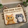 Custom Shaped Doormat - Personalized Birthday Gifts For Cat Lovers, Cat Mom And Dad - Curious Cats At Work