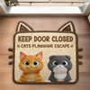 Custom Shaped Doormat - Personalized Birthday Gifts For Cat Lovers, Cat Mom And Dad - Curious Cats At Work