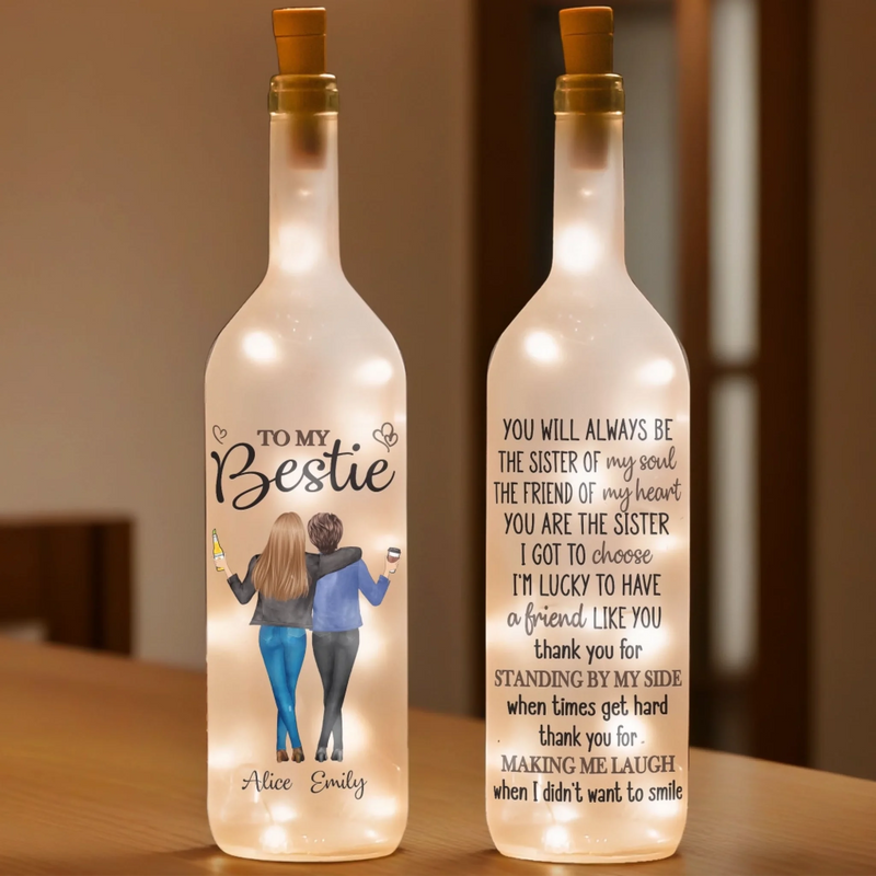 Laughter Is Our Language - Bestie Personalized Custom Bottle Lamp - Gift For Best Friends, BFF, Sisters