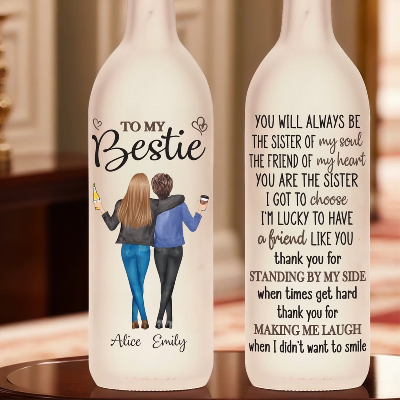 Laughter Is Our Language - Bestie Personalized Custom Bottle Lamp - Gift For Best Friends, BFF, Sisters