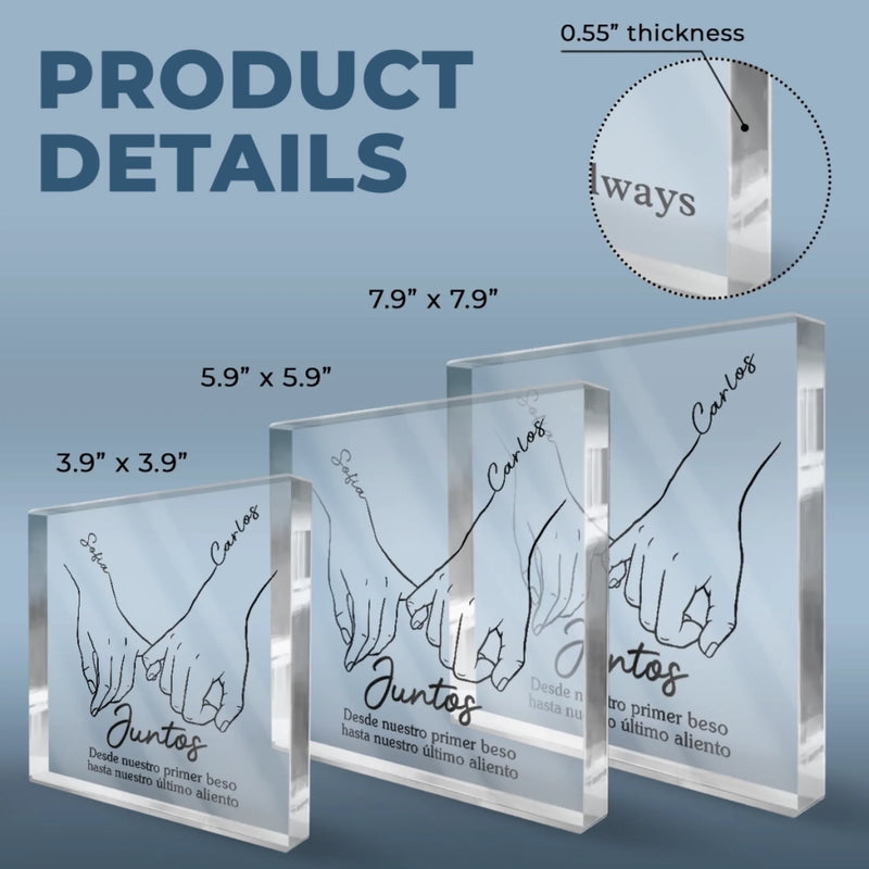Placa De Acrílico Cuadrada Personalizada – Regalo De Aniversario De Boda Personalizado Para Esposo Y Esposa, Para Él Y Para Ella - Contigo Hasta El Final