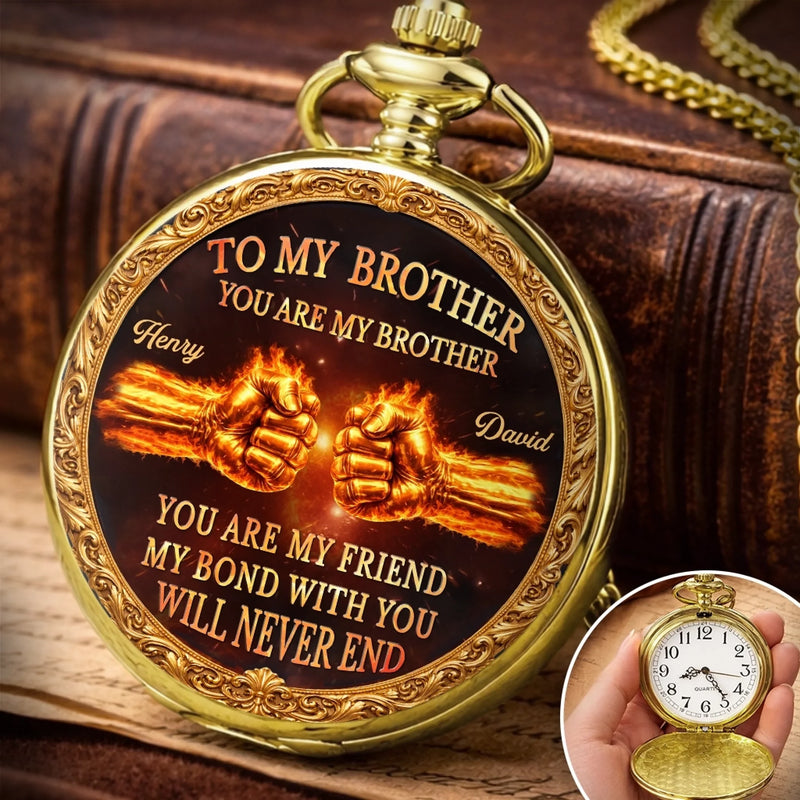 Custom Pocket Watch - Personalized Birthday Gifts For Brother - Timeless Brotherhood