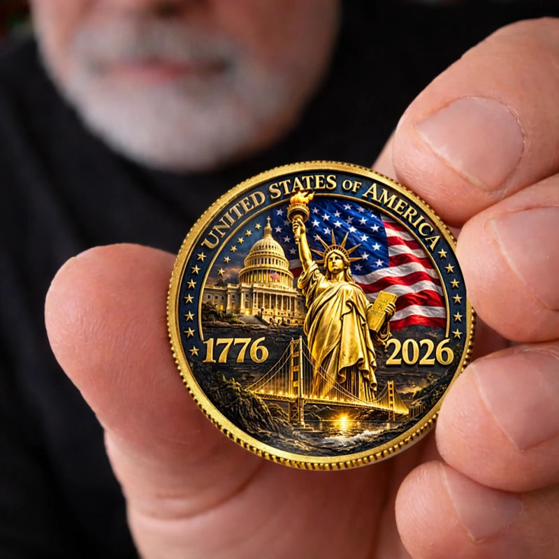 Commemorative Keepsake Coin - America 250th Anniversary Gifts For Women, Men - United In Courage And Glory