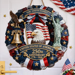 Custom Wood Sign - Personalized America 250th Anniversary Gifts For Mom, Dad, Brother, Sister, Kids - Family Forever United