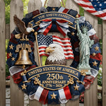 Custom Wood Sign - Personalized America 250th Anniversary Gifts For Mom, Dad, Brother, Sister, Kids - Family Forever United