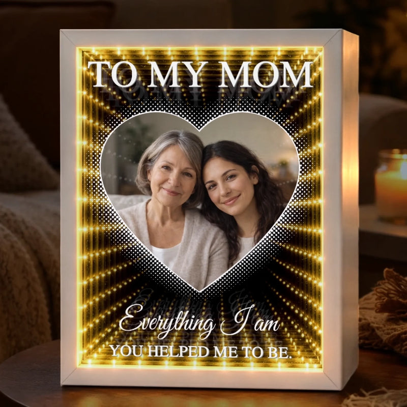 Custom Photo Infinity Mirror Light Box - Personalized Mother's Day Birthday Gifts For Mom - Celebrating Moms With Love