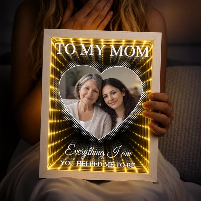 Custom Photo Infinity Mirror Light Box - Personalized Mother's Day Birthday Gifts For Mom - Celebrating Moms With Love