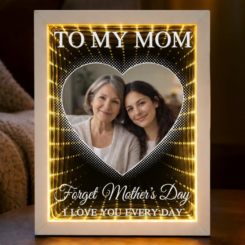 Custom Photo Infinity Mirror Light Box - Personalized Mother's Day Birthday Gifts For Mom - Celebrating Moms With Love