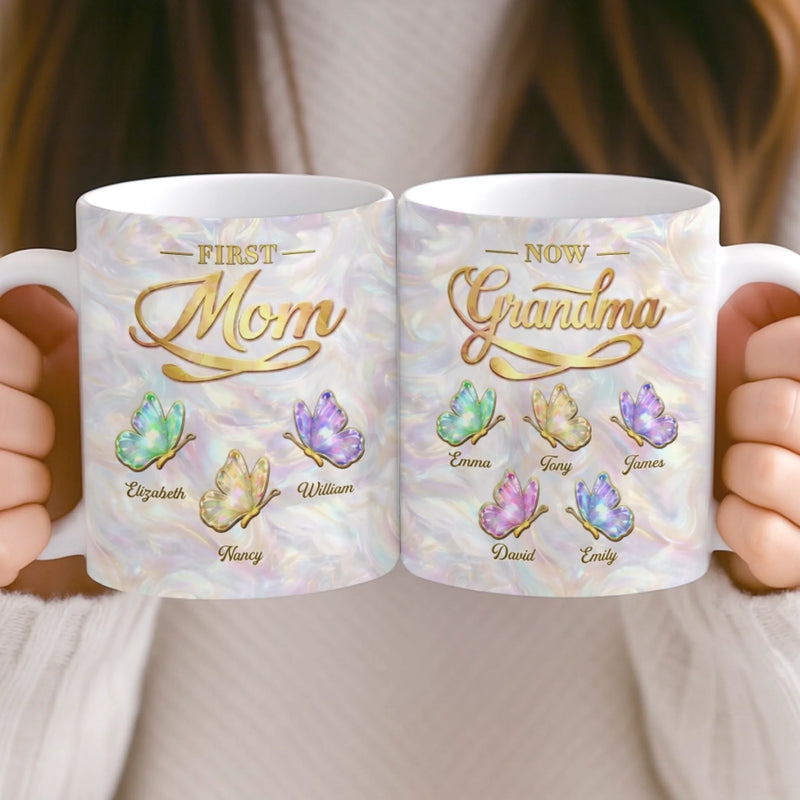 Custom 3D Inflated Effect Printed Mug - Personalized Mother's Day Birthday Gifts For Mom, Grandma - First My Mom, Forever My Hero