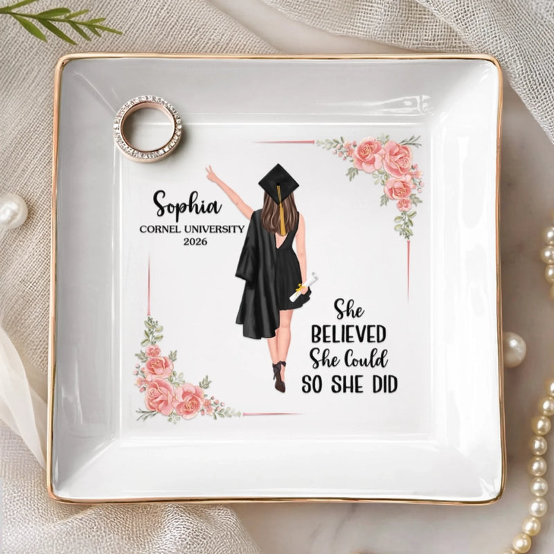 A Sweet Ending To The New Beginning - Family Personalized Custom Jewelry Dish - Graduation Gift For Family Members, Siblings, Brothers, Sisters