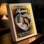 Custom Photo Infinity Mirror Light Box - Personalized Mother's Day Birthday Gifts For Mom - Mom, Always My Hero
